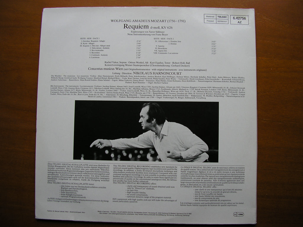 MOZART: REQUIEM     SOLOISTS / CONCENTUS MUSICUS VIENNA / HARNONCOURT    6.42756