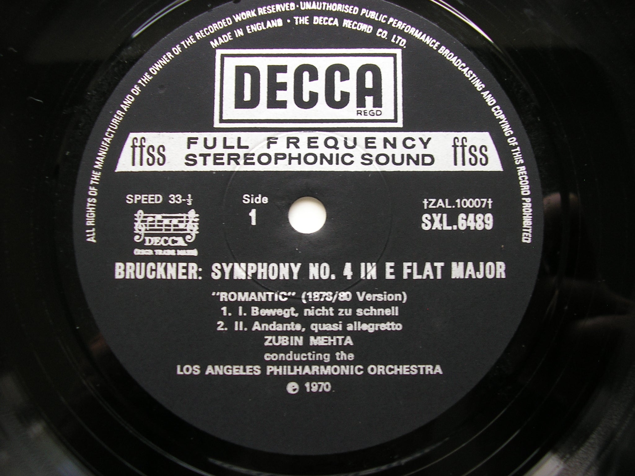 SXL 6489 BRUCKNER: SYMPHONY No. 4 'Romantic' MEHTA / LOS ANGELES PHILHARMONIC