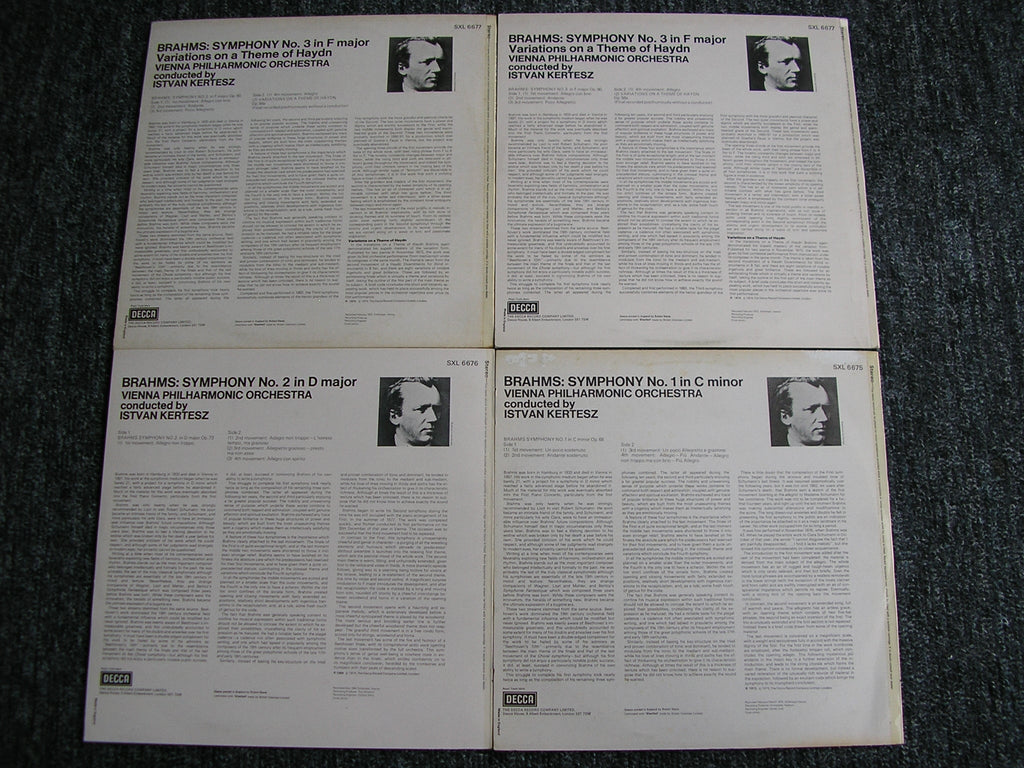 SXL 6675-78 BRAHMS: THE FOUR SYMPHONIES KERTESZ / VIENNA PHILHARMONIC 4LP