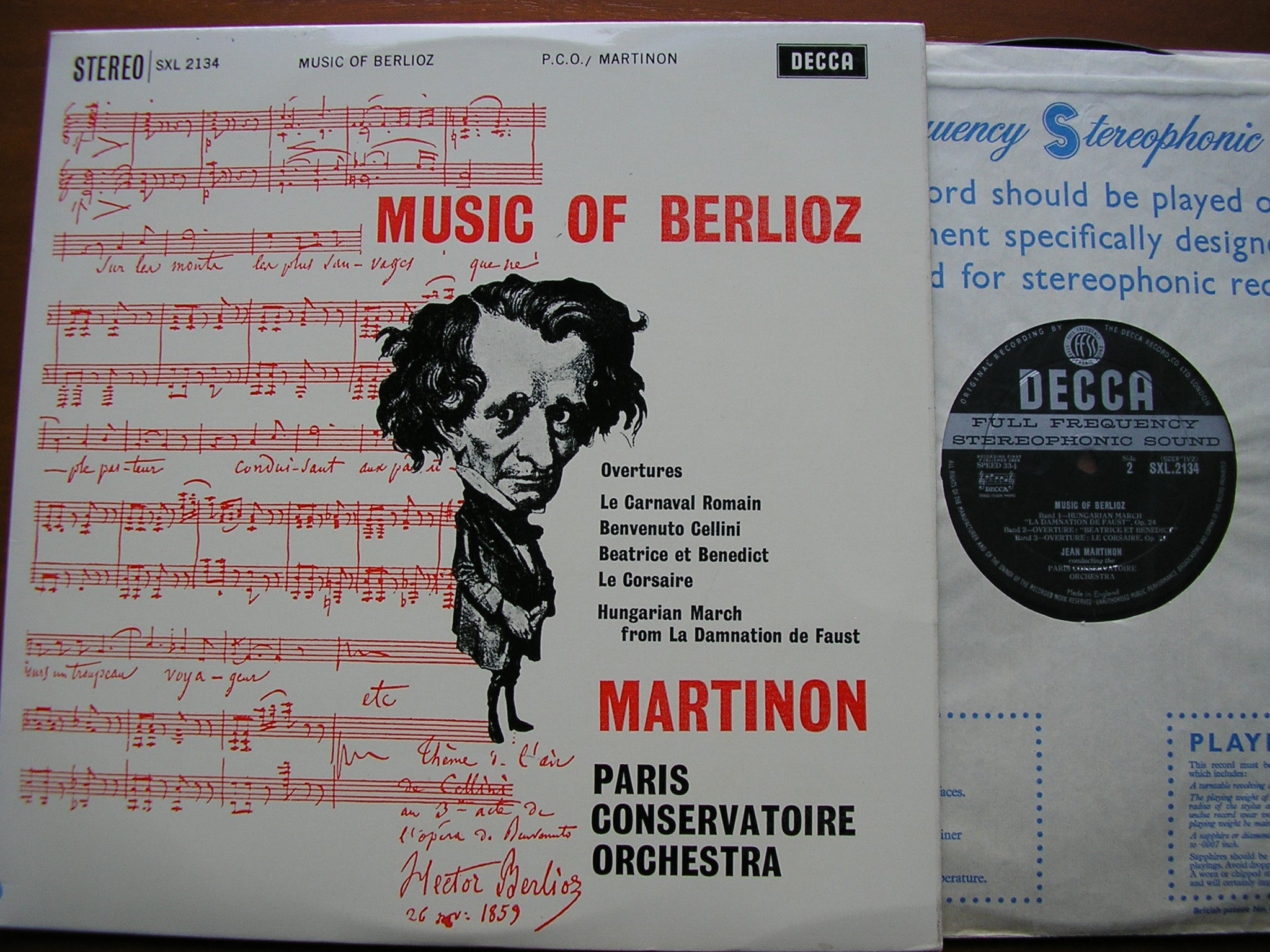 SXL 2134 BERLIOZ: OVERTURES / HUNGARIAN MARCH MARTINON / PARIS CONSERVATOIRE
