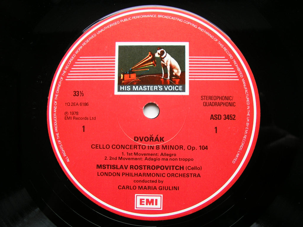 DVORAK: CELLO CONCERTO / SAINT-SAENS: CELLO CONCERTO No. 1      ROSTROPOVICH / LPO / GIULINI      ASD 3452
