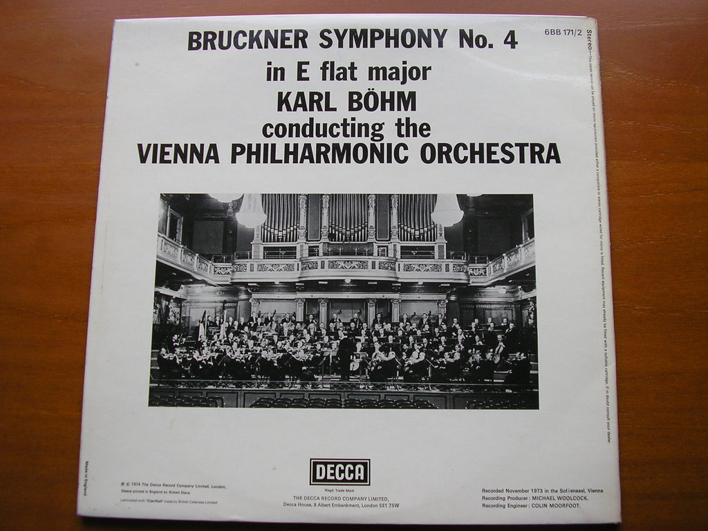 BRUCKNER: SYMPHONY No. 4 'Romantic'      BOHM / VIENNA PHILHARMONIC      6BB 171/2