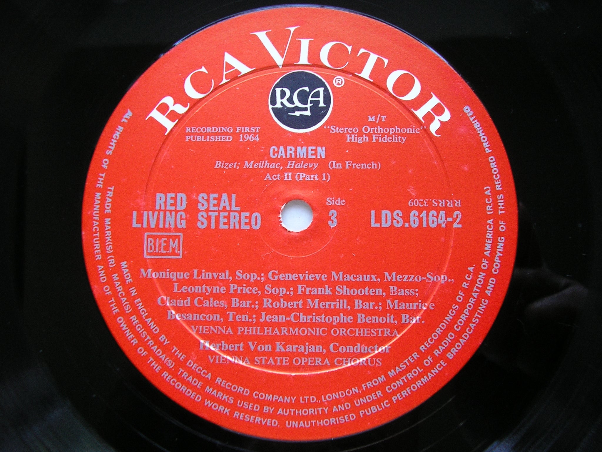 BIZET: CARMEN     PRICE / CORELLI / FRENI / MERRILL / VIENNA PHILHARMONIC ORCHESTRA / KARAJAN    LDS 6164