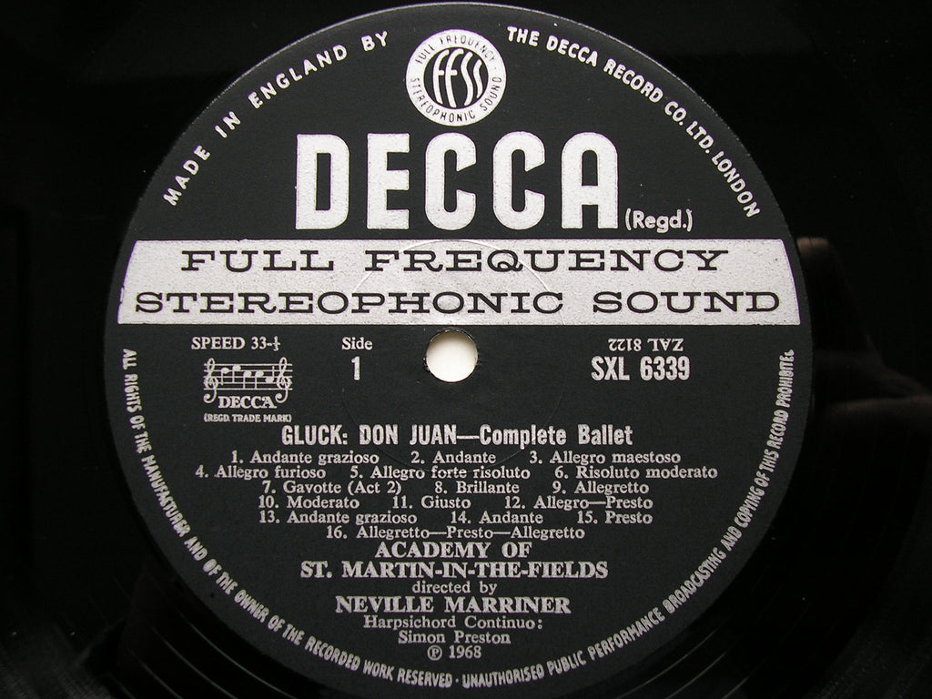 SXL 6339  GLUCK: DON JUAN complete ballet (1761)     MARRINER / ACADEMY OF ST MARTIN IN THE FIELDS    ED3