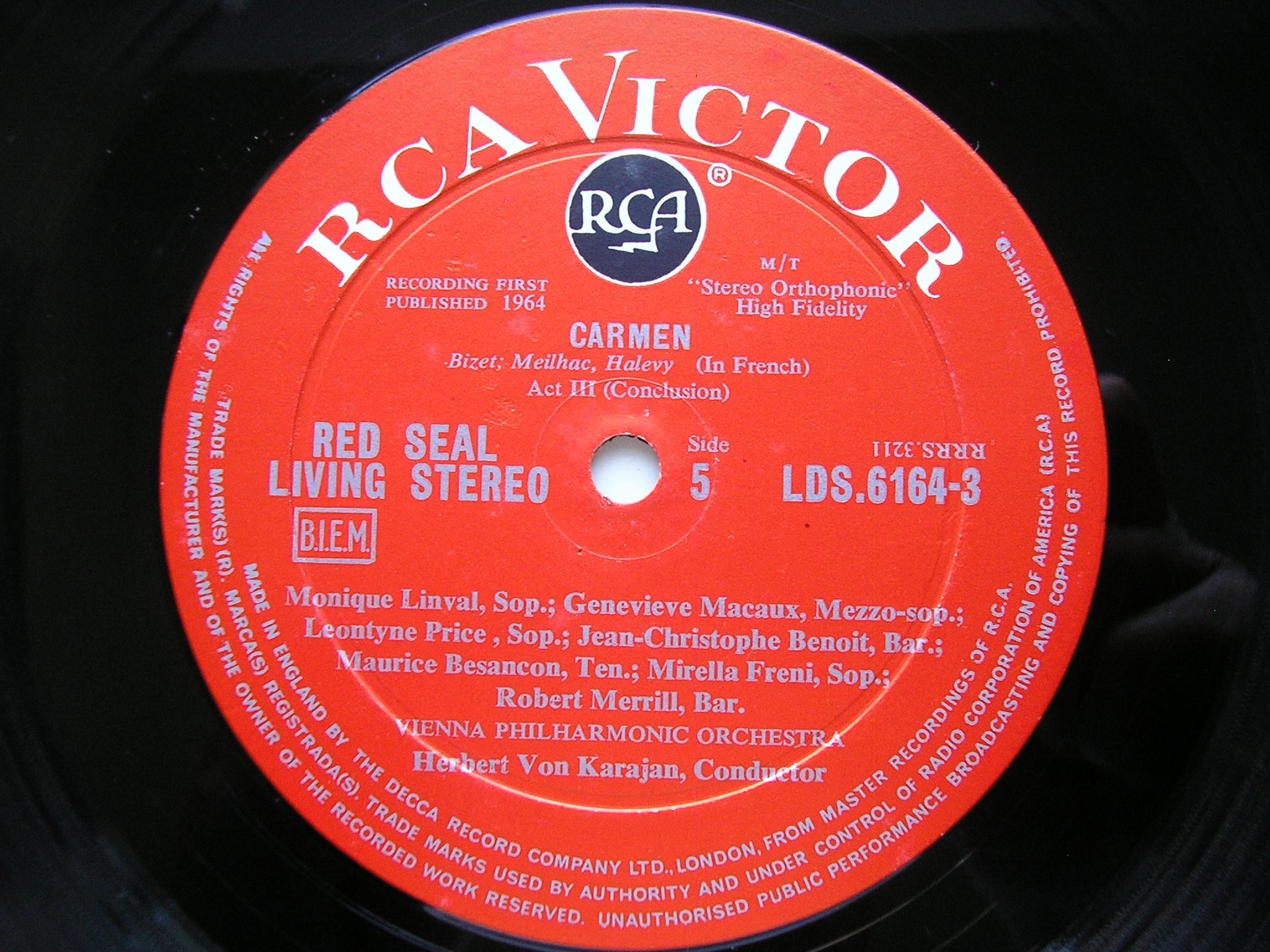 BIZET: CARMEN     PRICE / CORELLI / FRENI / MERRILL / VIENNA PHILHARMONIC ORCHESTRA / KARAJAN    LDS 6164