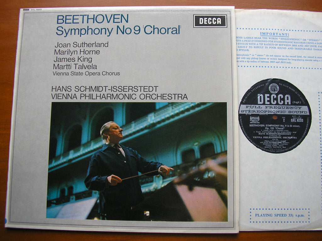 SXL 6233 BEETHOVEN: SYMPHONY No. 9 'Choral' SOLOISTS / VIENNA PHILHARMONIC / SCHMIDT - ISSERSTEDT
