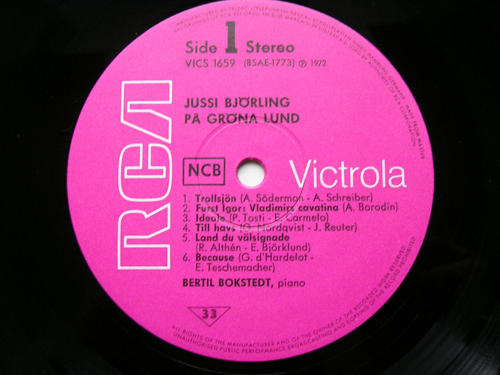 JUSSI BJORLING AT GRONA LUND 1958 - 1960:  ARIAS & SONGS      VICS 1659