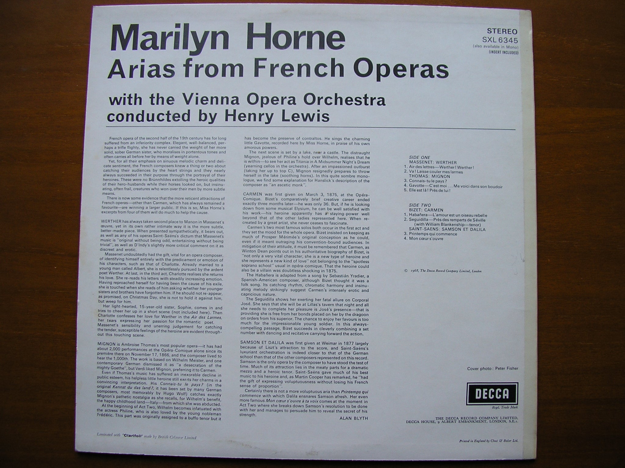 SXL 6345  FRENCH OPERA ARIAS: MASSENET / THOMAS / SAINT-SAENS / BIZET       HORNE / VIENNA OPERA ORCHESTRA / LEWIS      ED2