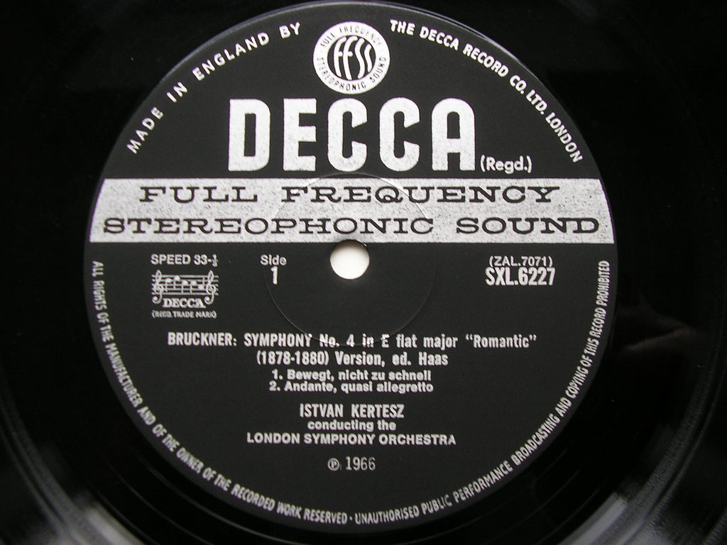 SXL 6227 BRUCKNER: SYMPHONY No. 4 'Romantic' KERTESZ / LONDON SYMPHONY