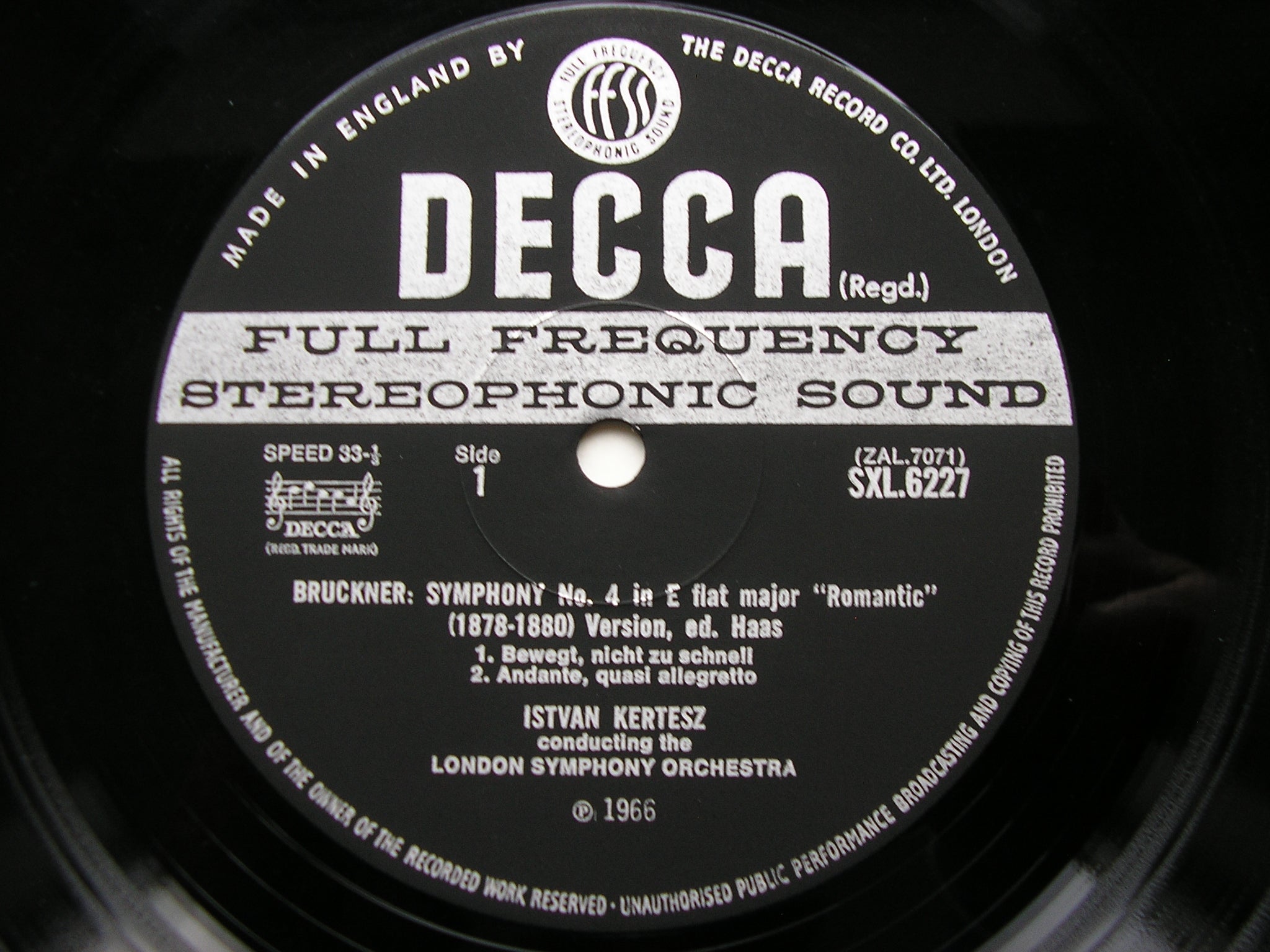 SXL 6227 BRUCKNER: SYMPHONY No. 4 'Romantic' KERTESZ / LONDON SYMPHONY