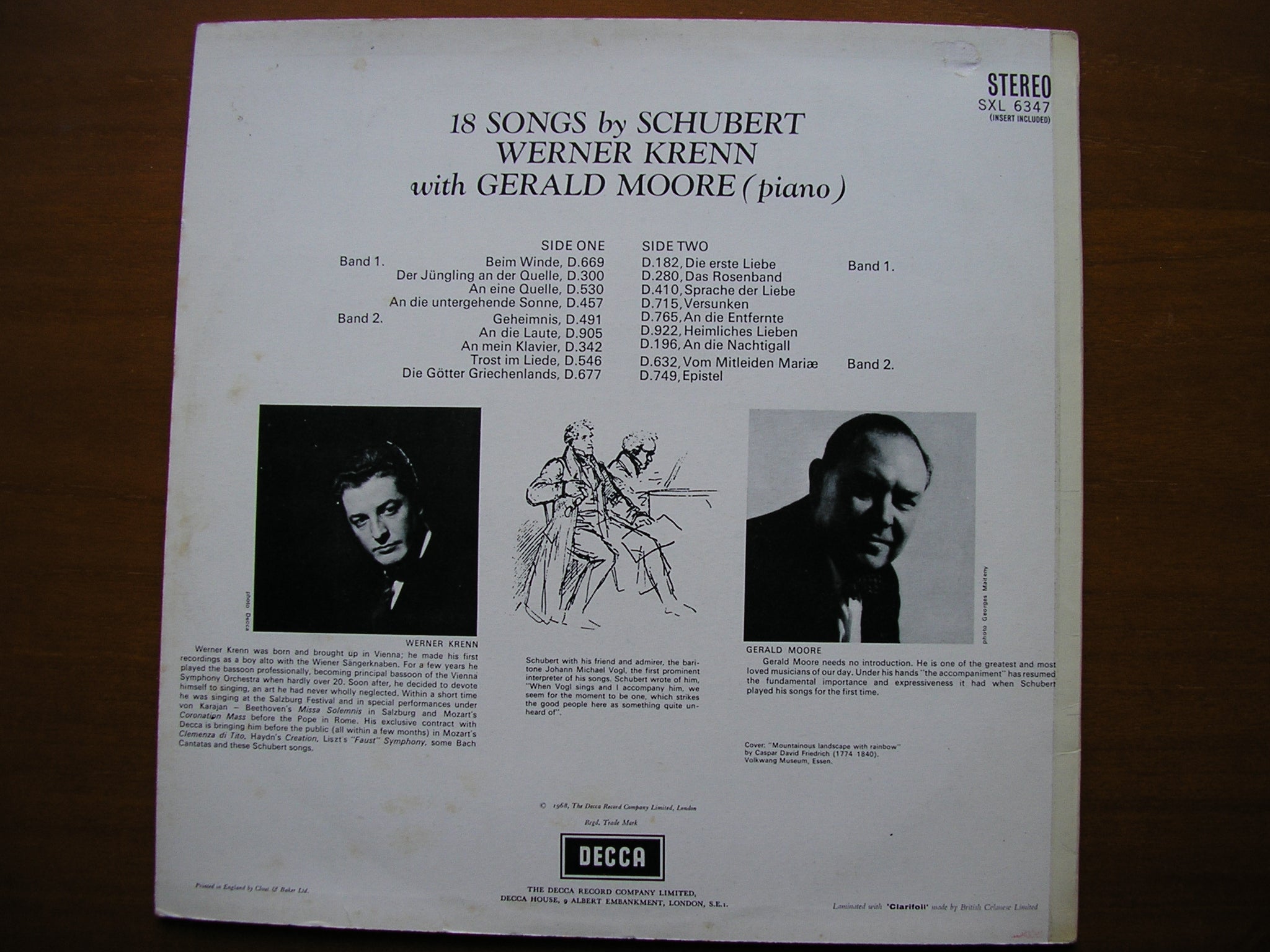 SXL 6347  SCHUBERT: 18 SONGS       WERNER KRENN / GERALD MOORE      ED2