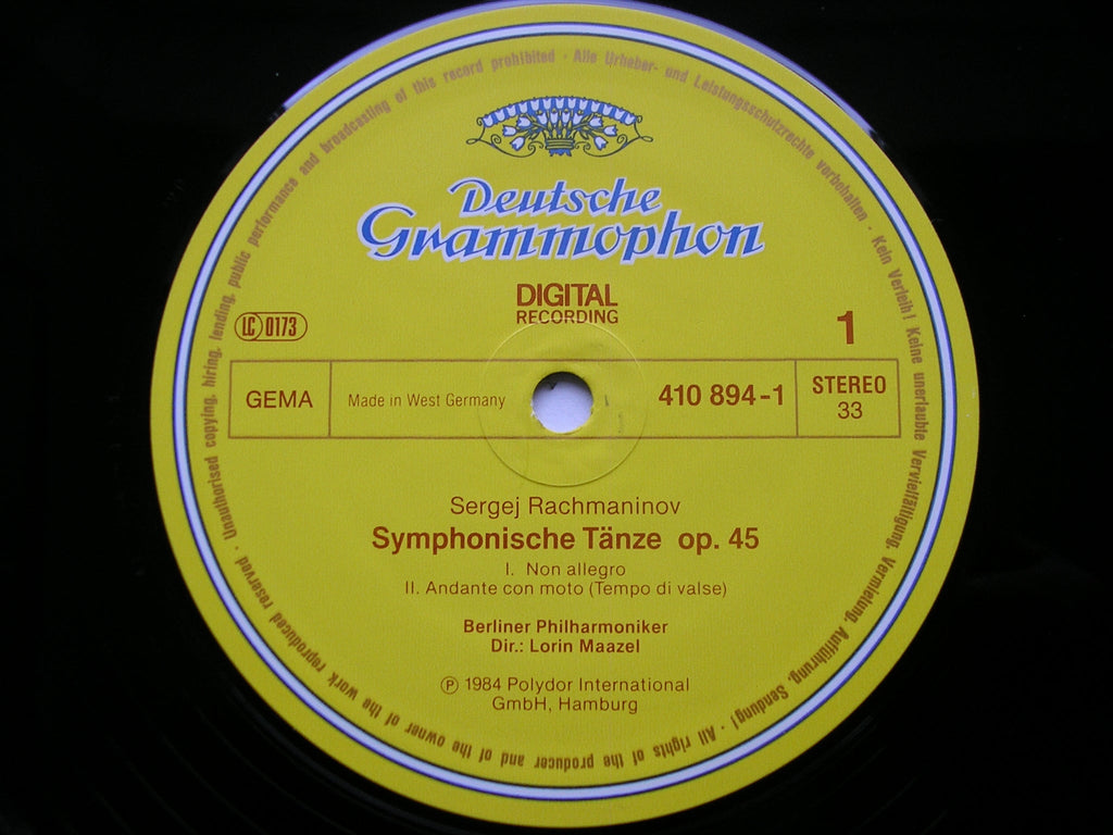 RACHMANINOV: SYMPHONIC DANCES / INTERMEZZO / VOCALISE     MAAZEL / BERLIN PHILHARMONIC   410 894