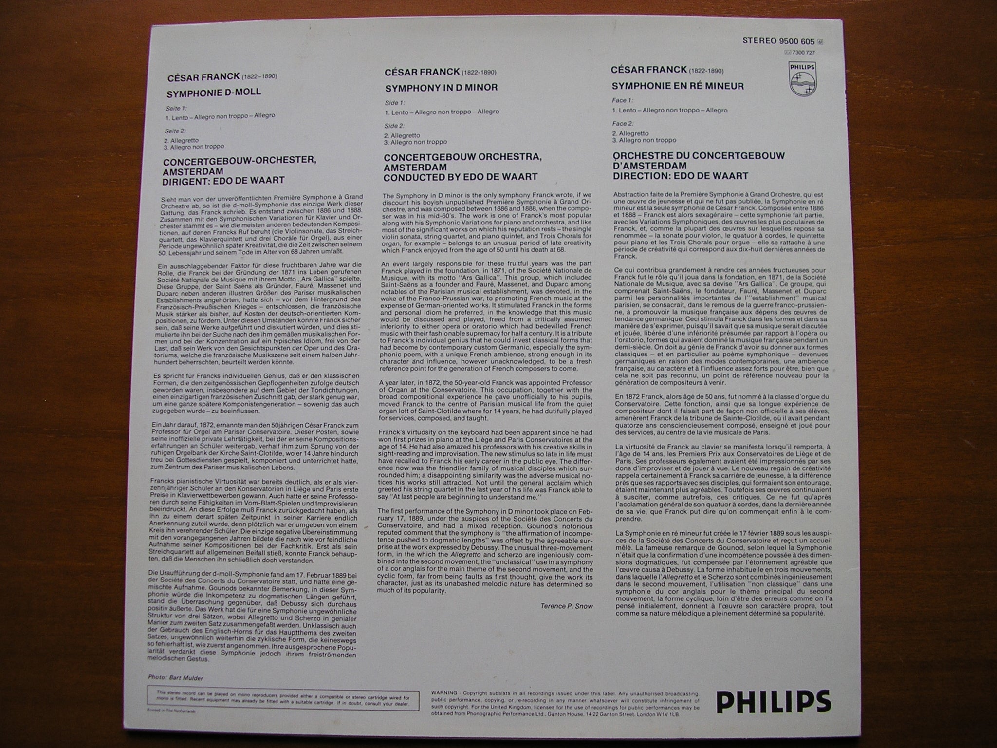 FRANCK: SYMPHONY       EDO DE WAART / CONCERTGEBOUW ORCHSTRA     9500 605