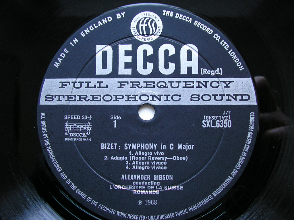 SXL 6350  BIZET: SYMPHONY in C / L'ARLESIENNE Suites Nos. 1 & 2      GIBSON / SUISSE ROMANDE   ED2