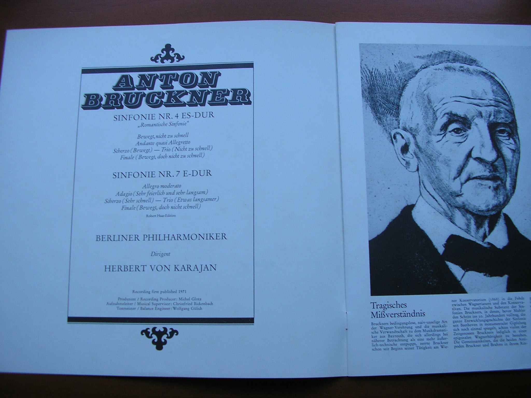 BRUCKNER: SYMPHONIES Nos. 4 & 7       KARAJAN / BERLIN PHILHARMONIC   3LP     SLS 811