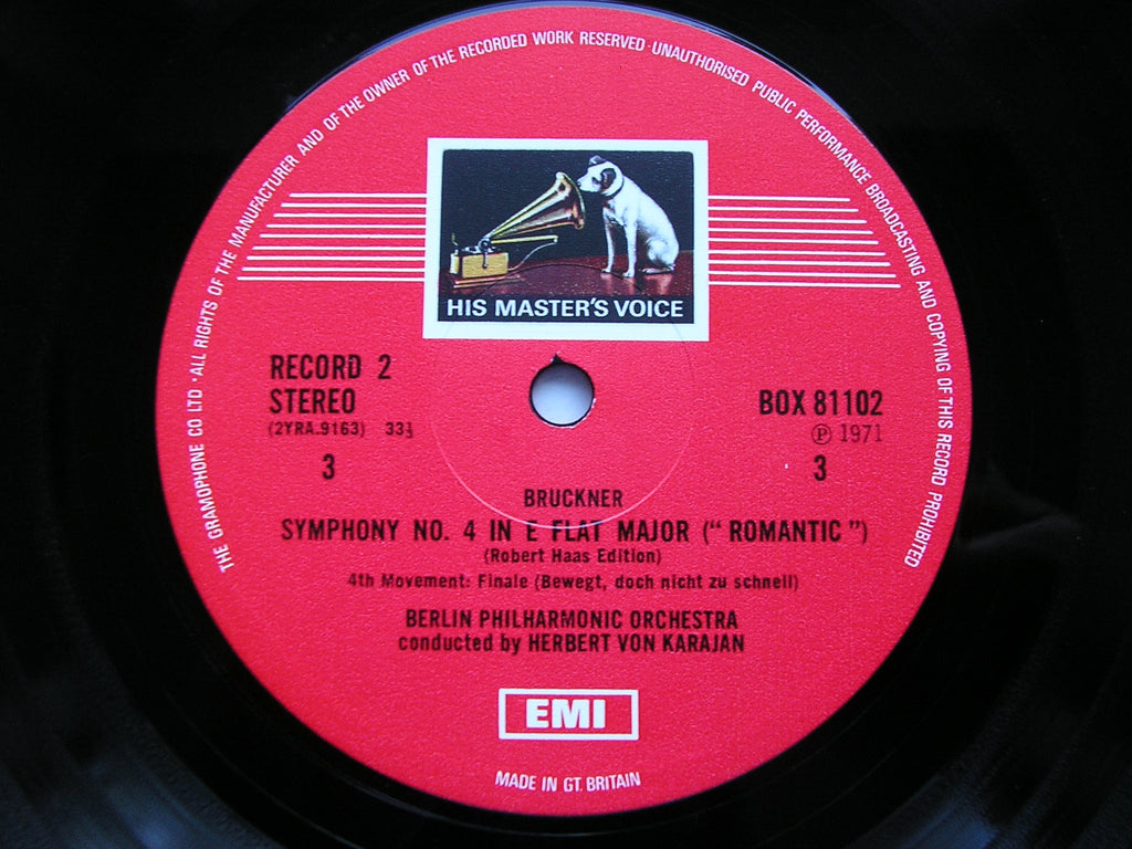 BRUCKNER: SYMPHONIES Nos. 4 & 7       KARAJAN / BERLIN PHILHARMONIC   3LP     SLS 811