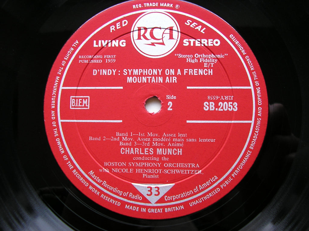 RAVEL: PIANO CONCERTO in G / D'INDY: SYMPHONY ON A FRENCH MOUNTAIN AIR   HENRIOT-SCHWEITZER / BOSTON SYMPHONY / MUNCH   SB 2053