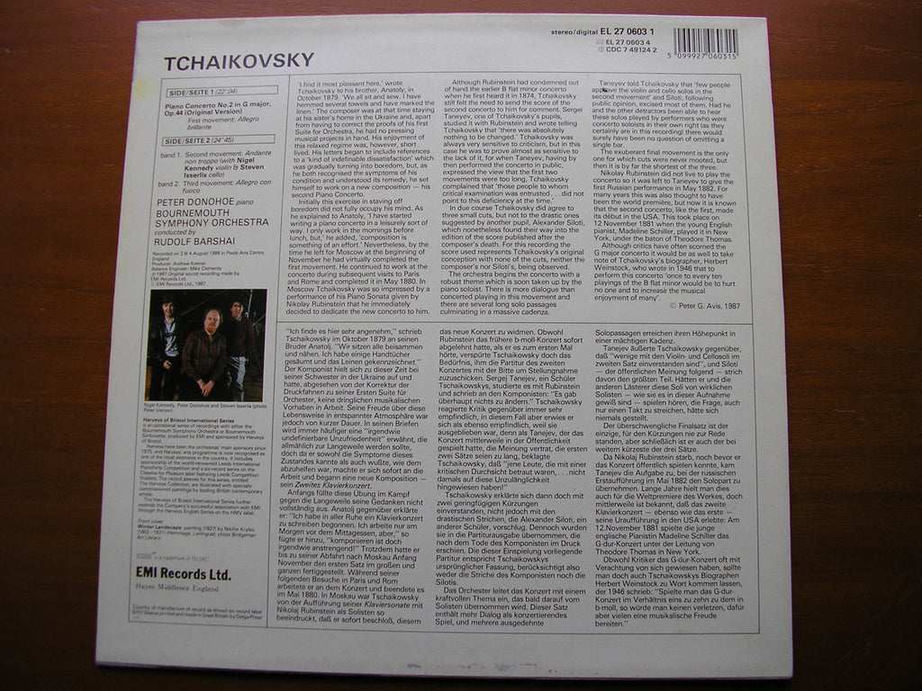 TCHAIKOVSKY: PIANO CONCERTO No. 2    DONOHOE / BOURNEMOUTH SYMPHONY ORCHESTRA / BARSHAI    27 0603