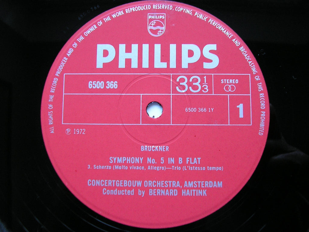 BRUCKNER: SYMPHONY No. 5       HAITINK / CONCERTGEBOUW ORCHESTRA     2LP     6500 365 / 6