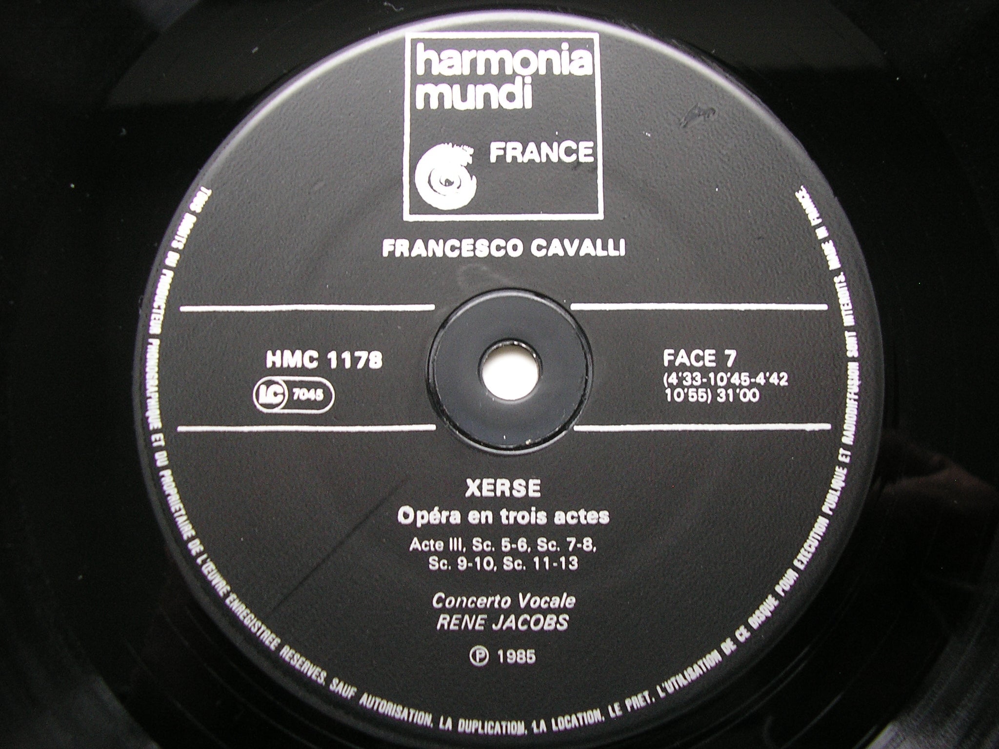 CAVALLI: XERXES       JACOBS / NELSON / GALL / POULENARD / DE MAY / ENSEMBLE INSTRUMENTAL / JACOBS     4LP     HMC 1175-78