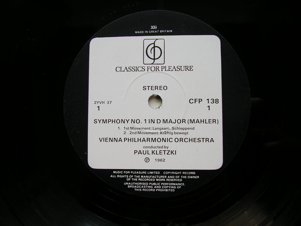 MAHLER: SYMPHONY No. 1        KLETZKI / VIENNA PHILHARMONIC     CFP 138