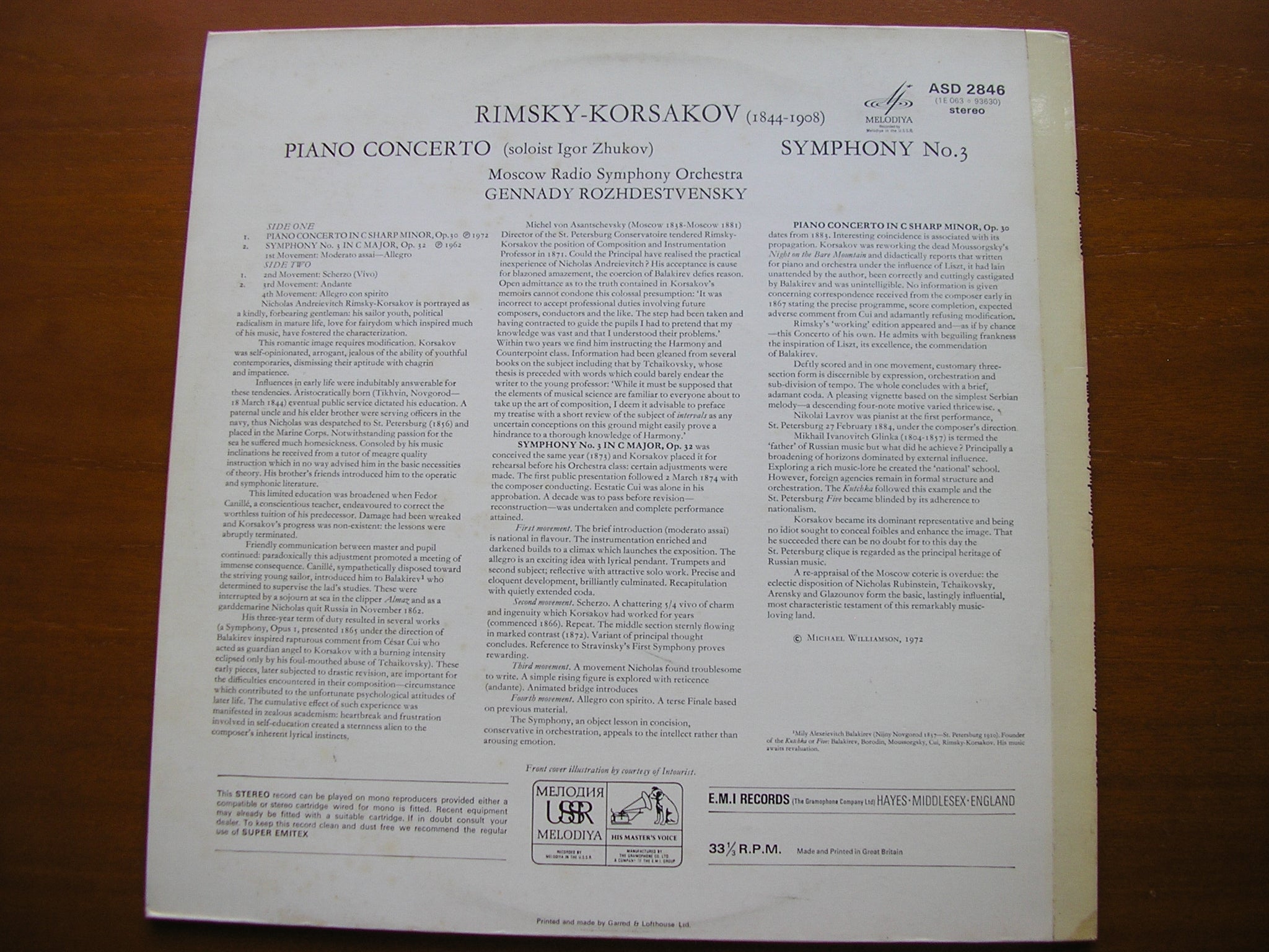 RIMSKY-KORSAKOV: PIANO CONCERTO / SYMPHONY No. 3     ZHUKOV / MOSCOW RADIO SYMPHONY / ROZHDESTVENSKY    ASD 2846