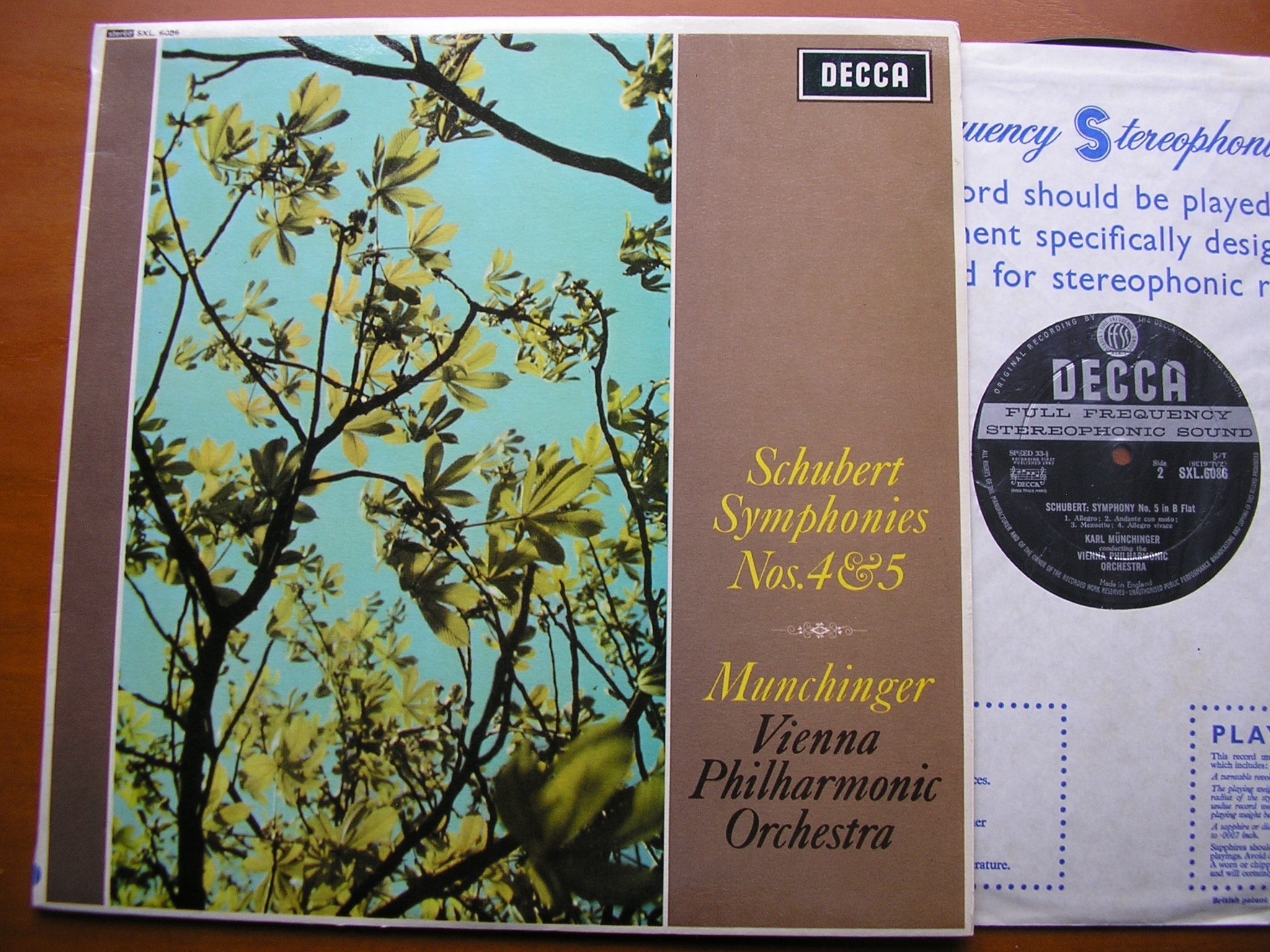 SXL 6086 SCHUBERT: SYMPHONIES Nos. 4 & 5 MUNCHINGER / VIENNA PHILHARMONIC