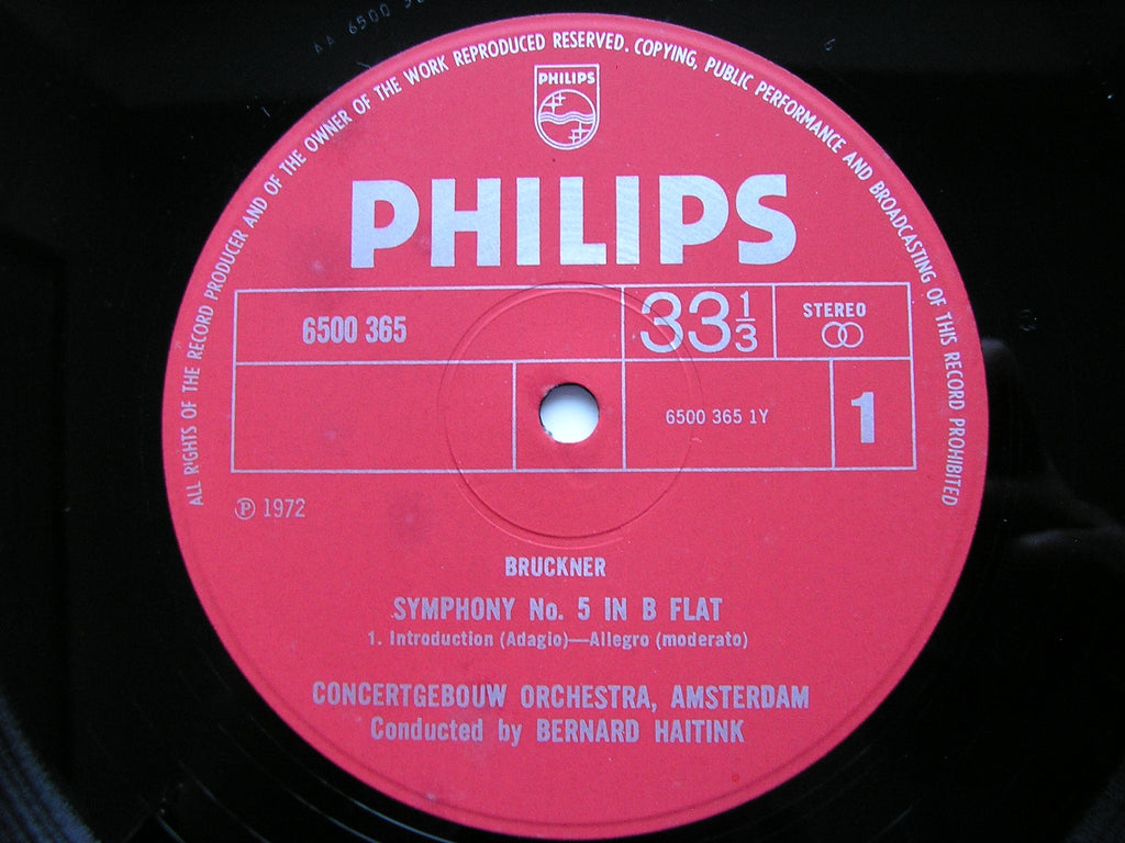 BRUCKNER: SYMPHONY No. 5       HAITINK / CONCERTGEBOUW ORCHESTRA     2LP     6500 365 / 6