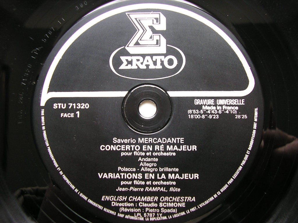MERCADANTE: FLUTE CONCERTOS in D & E / VARIATIONS in A    RAMPAL / ENGLISH CHAMBER ORCHESTRA / CLAUDIO  SCIMONE    STU 71320