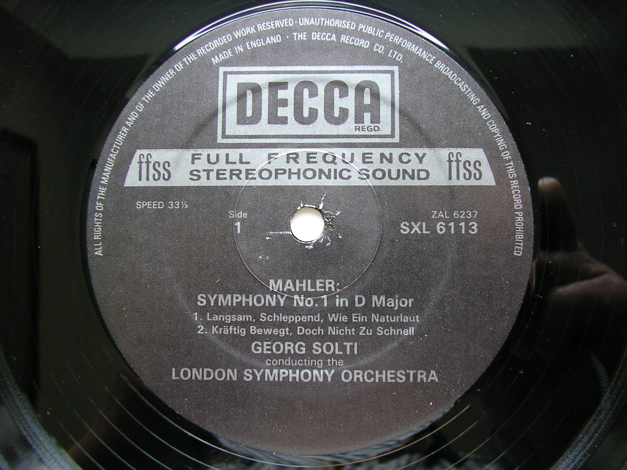 MAHLER: SYMPHONY No. 1      SOLTI / LONDON SYMPHONY    SXL 6113