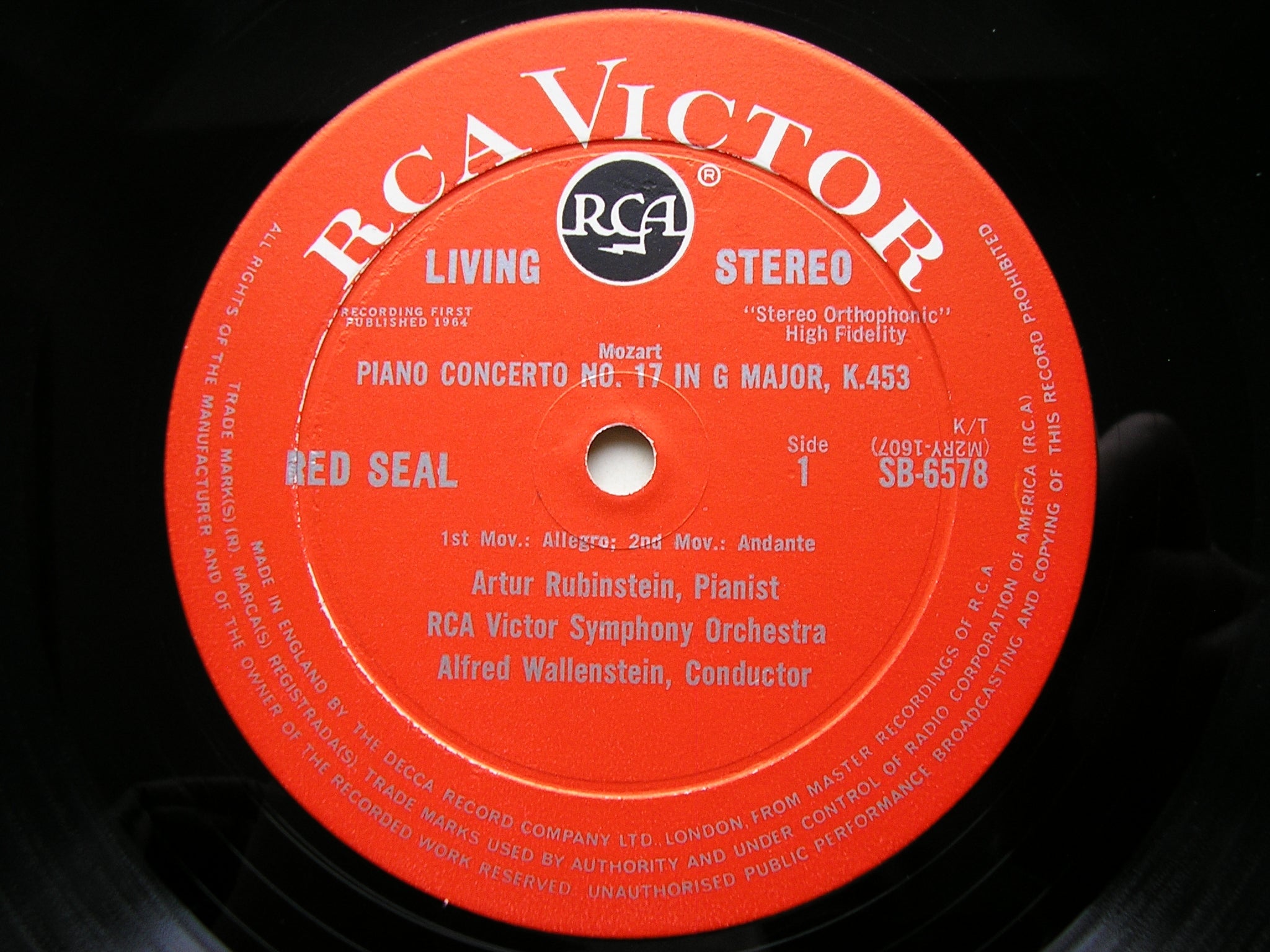 MOZART: PIANO CONCERTO No. 17 / SCHUBERT: IMPROMPTUS Nos. 3 & 4   ARTUR RUBINSTEIN / RCA VICTOR SYMPHONY / WALLENSTEIN    SB 6578