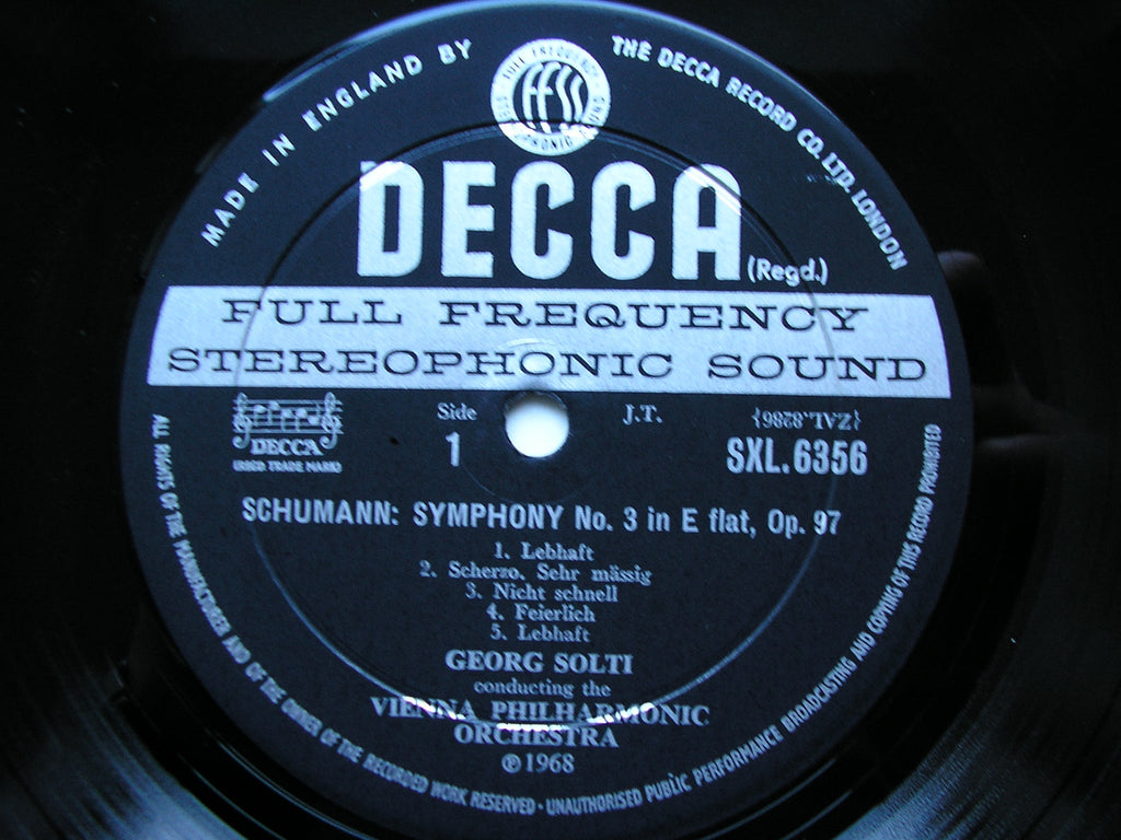 SXL 6356  SCHUMANN: SYMPHONIES Nos. 3 & 4     SOLTI / VIENNA PHILHARMONIC    ED2