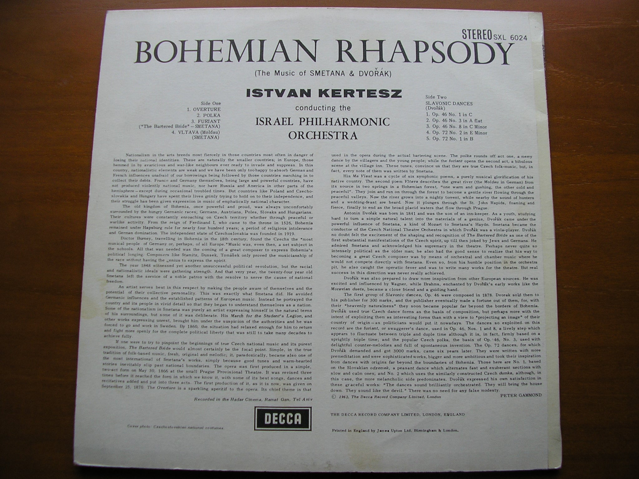 SXL 6024 BOHEMIAN RHAPSODY: MUSIC OF SMETANA & DVORAK KERTESZ / ISRAEL PHILHARMONIC