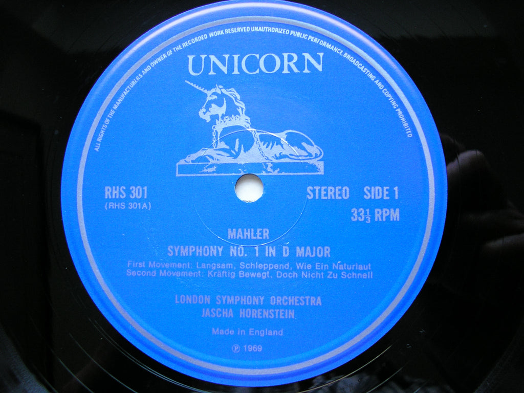 MAHLER: SYMPHONY No. 1       HORENSTEIN / LONDON SYMPHONY     RHS 301