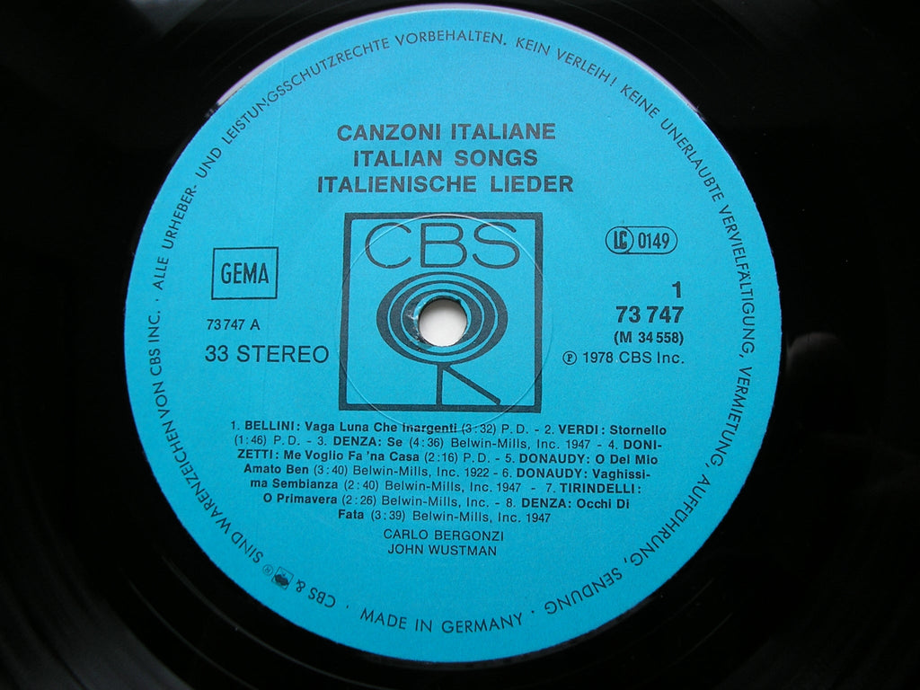 CARLO BERGONZI SINGS ITALIAN SONGS: DENZA / DONAUDY / VERDI / BELLINI / DONIZETTI / ROSSINI / TOSTI / MASCAGNI / de CURTIS    73747
