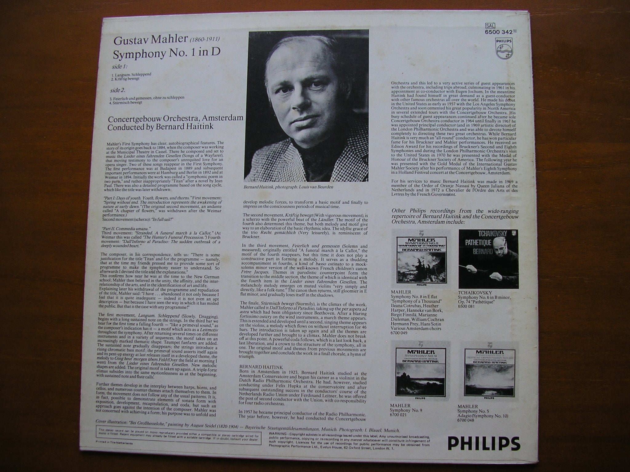 MAHLER: SYMPHONY No. 1       HAITINK / CONCERTGEBOUW ORCHESTRA     6500 342