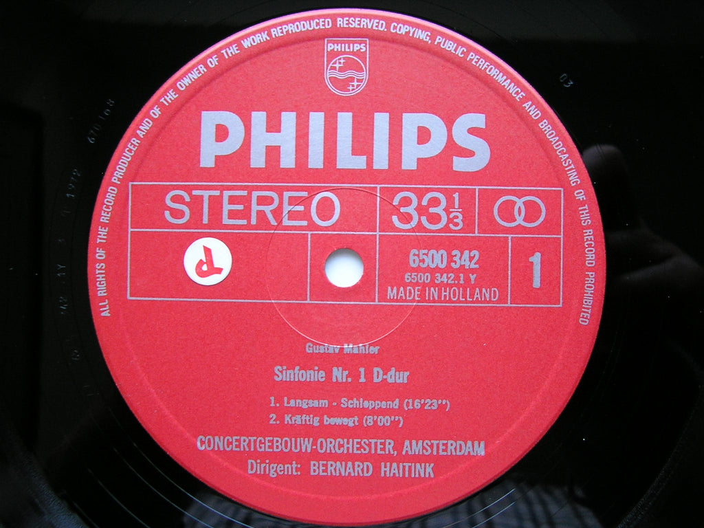 MAHLER: SYMPHONY No. 1       HAITINK / CONCERTGEBOUW ORCHESTRA     6500 342