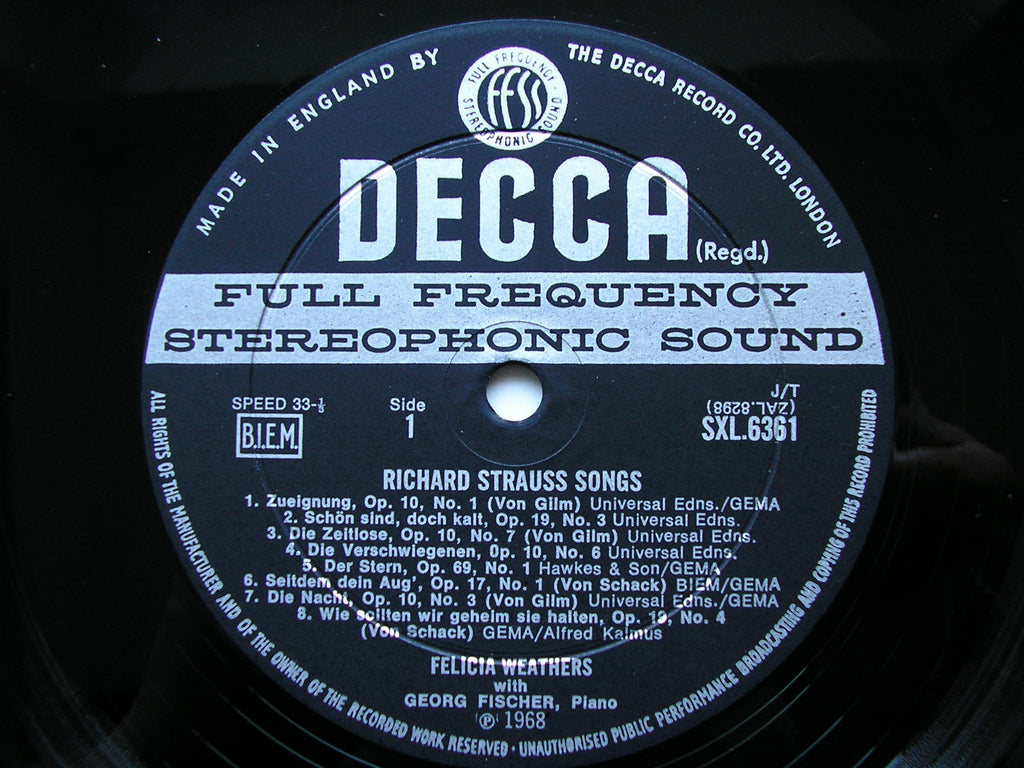 SXL 6361  RICHARD STRAUSS: LIEDER      WEATHERS / FISCHER     ED2