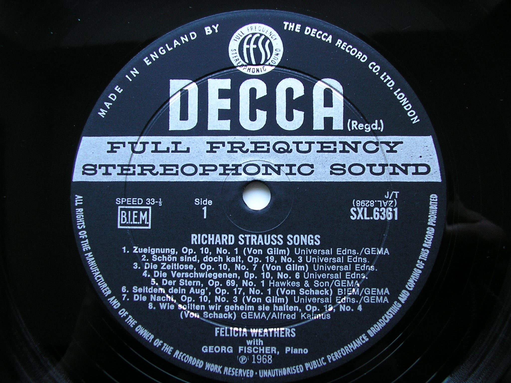 SXL 6361  RICHARD STRAUSS: LIEDER      WEATHERS / FISCHER     ED2