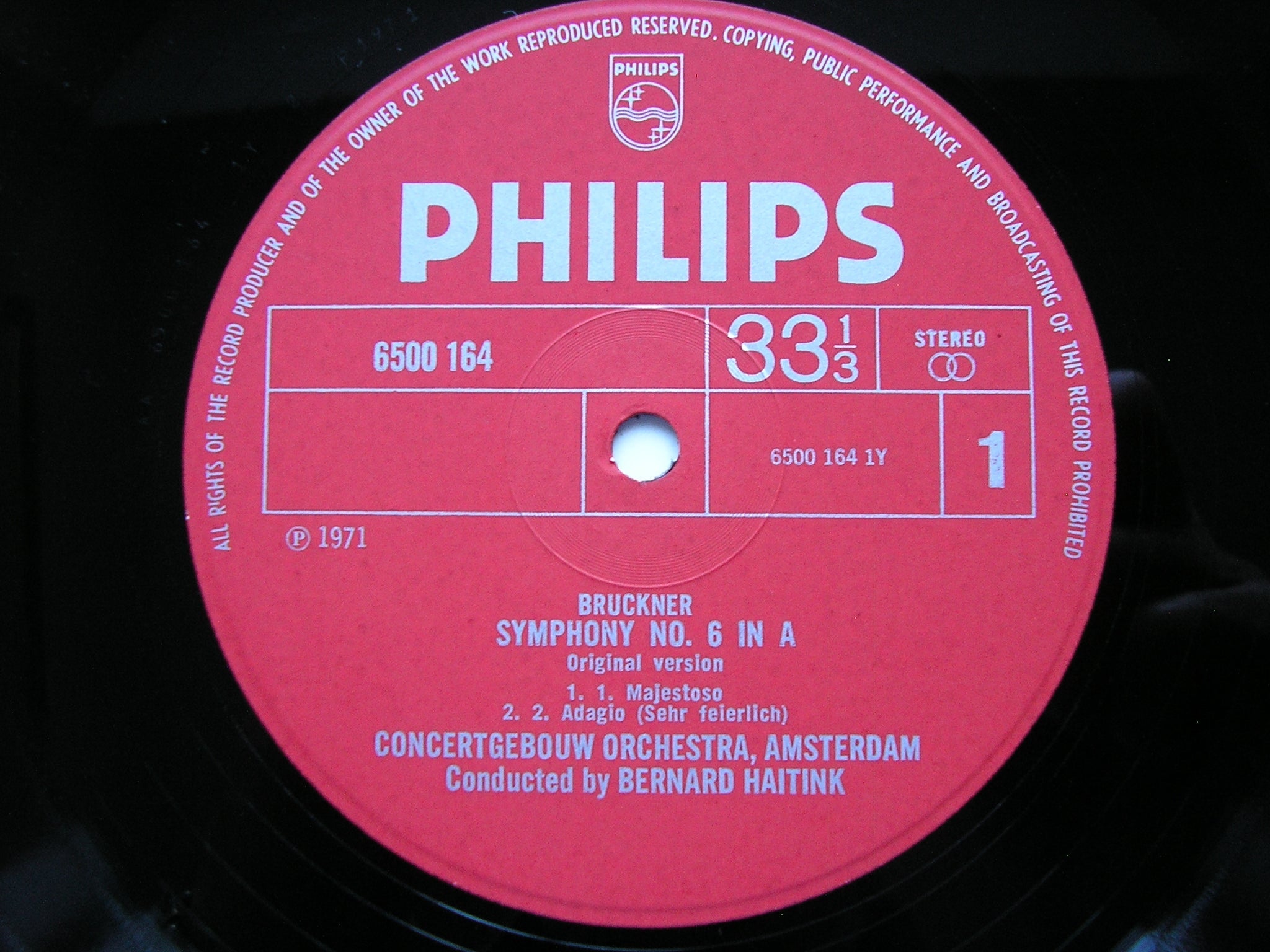 BRUCKNER: SYMPHONY No. 6       HAITINK / CONCERTGEBOUW ORCHESTRA     6500 164