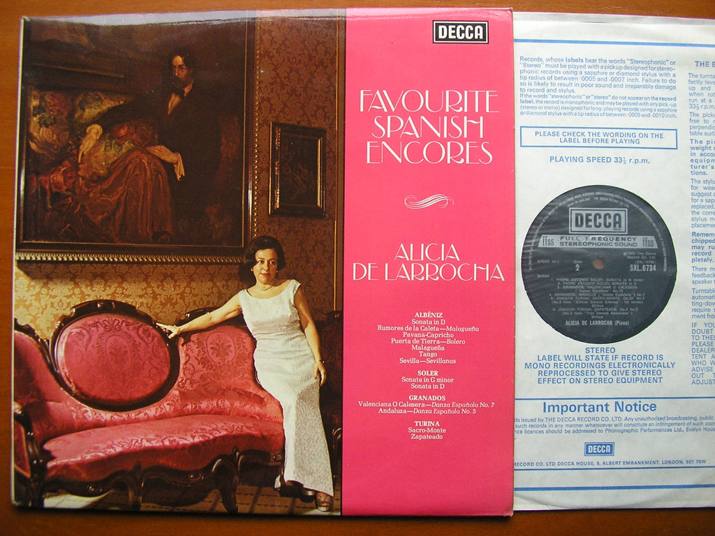 SXL 6734 FAVOURITE SPANISH ENCORES: SOLER / GRANADOS / TURINA / ALBENIZ ALICIA DE LARROCHA