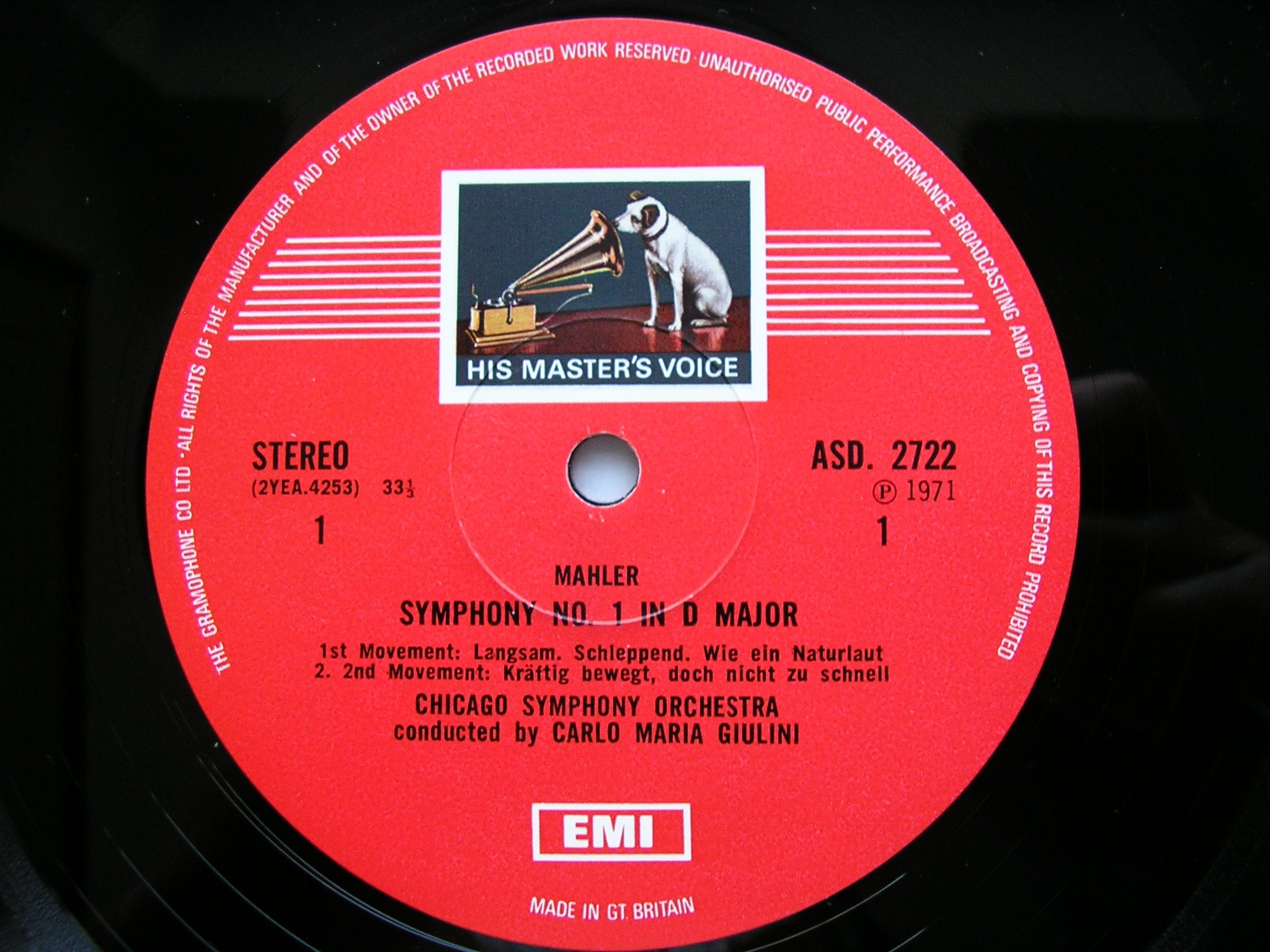 MAHLER: SYMPHONY No. 1         GIULINI / CHICAGO SYMPHONY      ASD 2722