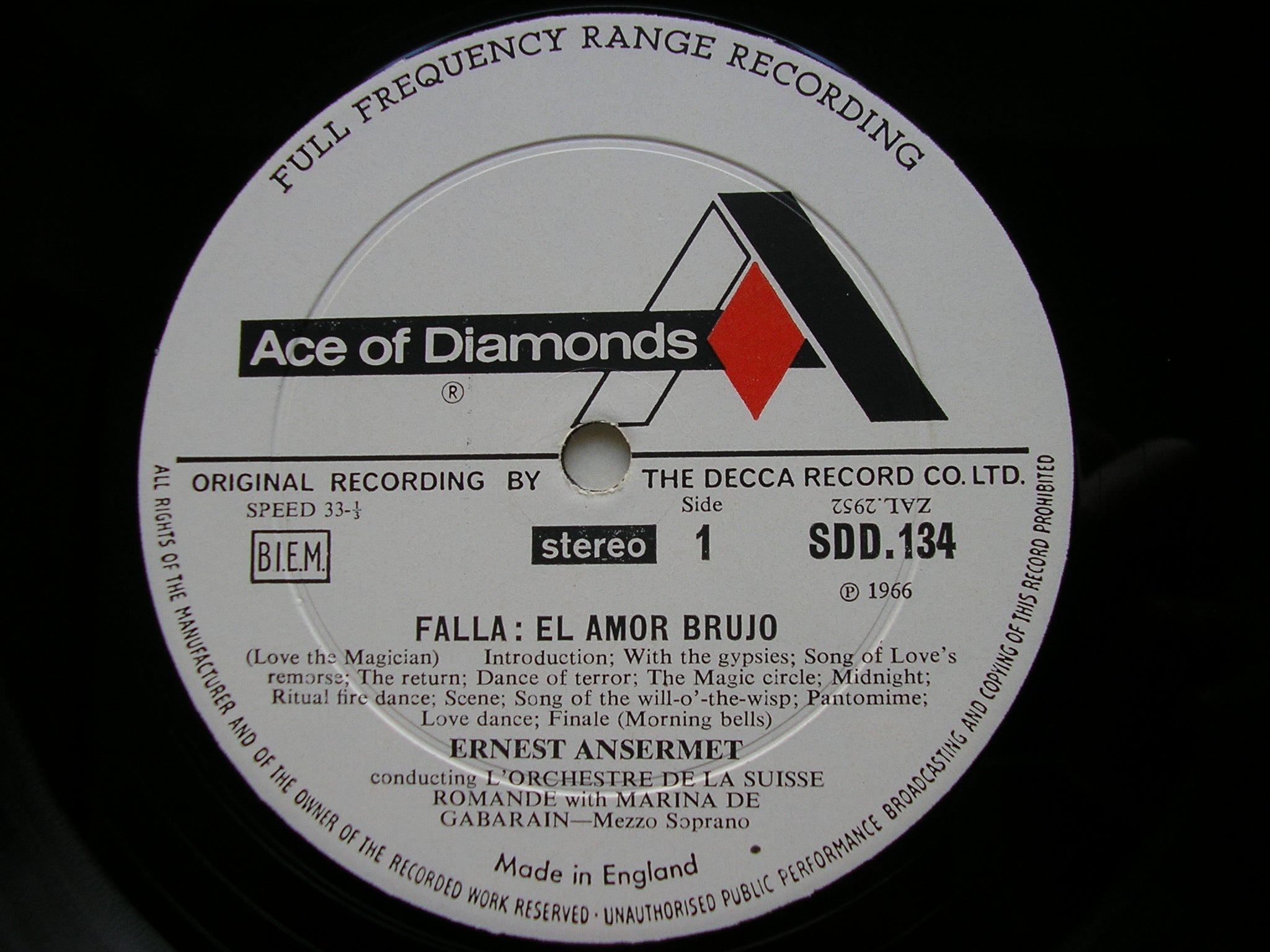 FALLA: EL AMOR BRUJO / MASTER PETER'S PUPPET SHOW    ANSERMET / SUISSE ROMANDE & ARGENTA / SPANISH NATIONAL ORCHESTRA   SDD 134