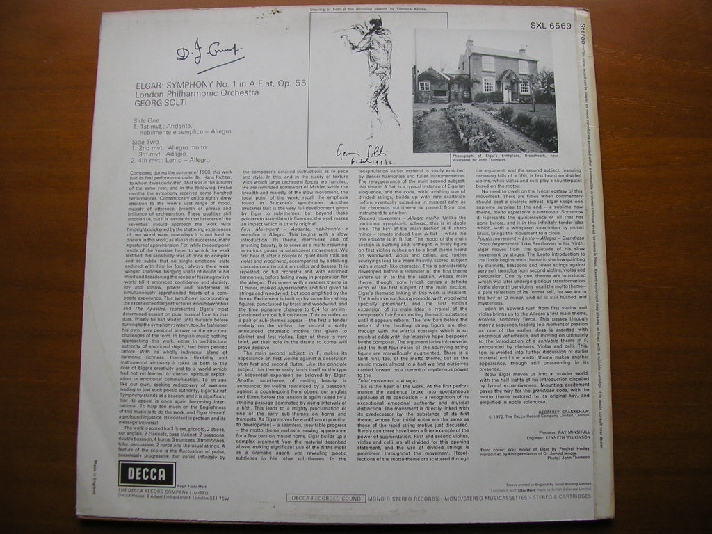SXL 6569 ELGAR: SYMPHONY No. 1 SOLTI / LONDON PHILHARMONIC