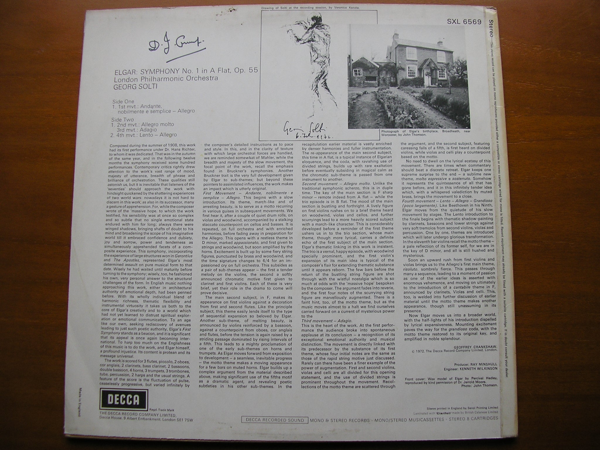 SXL 6569 ELGAR: SYMPHONY No. 1 SOLTI / LONDON PHILHARMONIC