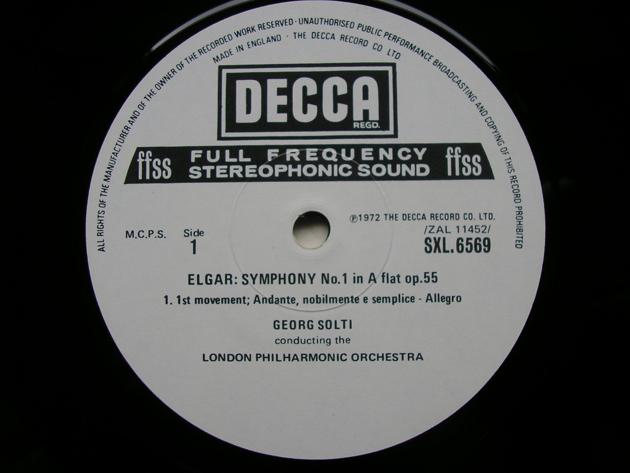 SXL 6569 ELGAR: SYMPHONY No. 1 SOLTI / LONDON PHILHARMONIC