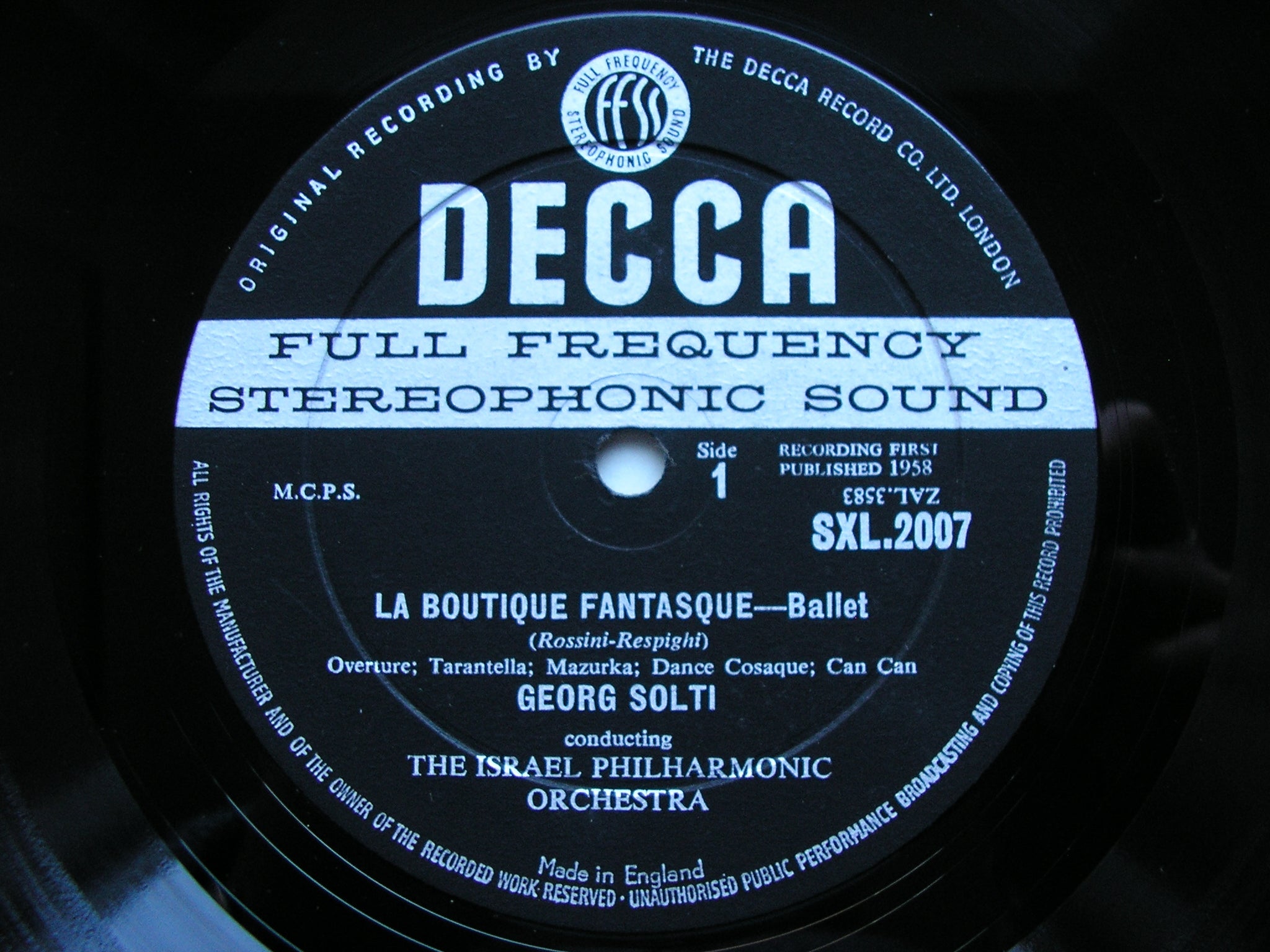 SXL 2007  ROSSINI - RESPIGHI: LA BOUTIQUE FANTASQUE / DUKAS: L'APPRENTI SORCIER      SOLTI / ISRAEL PHILHARMONIC    ED 1