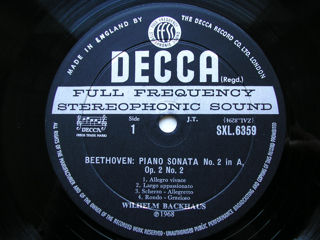 SXL 6359  BEETHOVEN: PIANO SONATAS Nos. 2 / 10 / 19        BACKHAUS     ED2