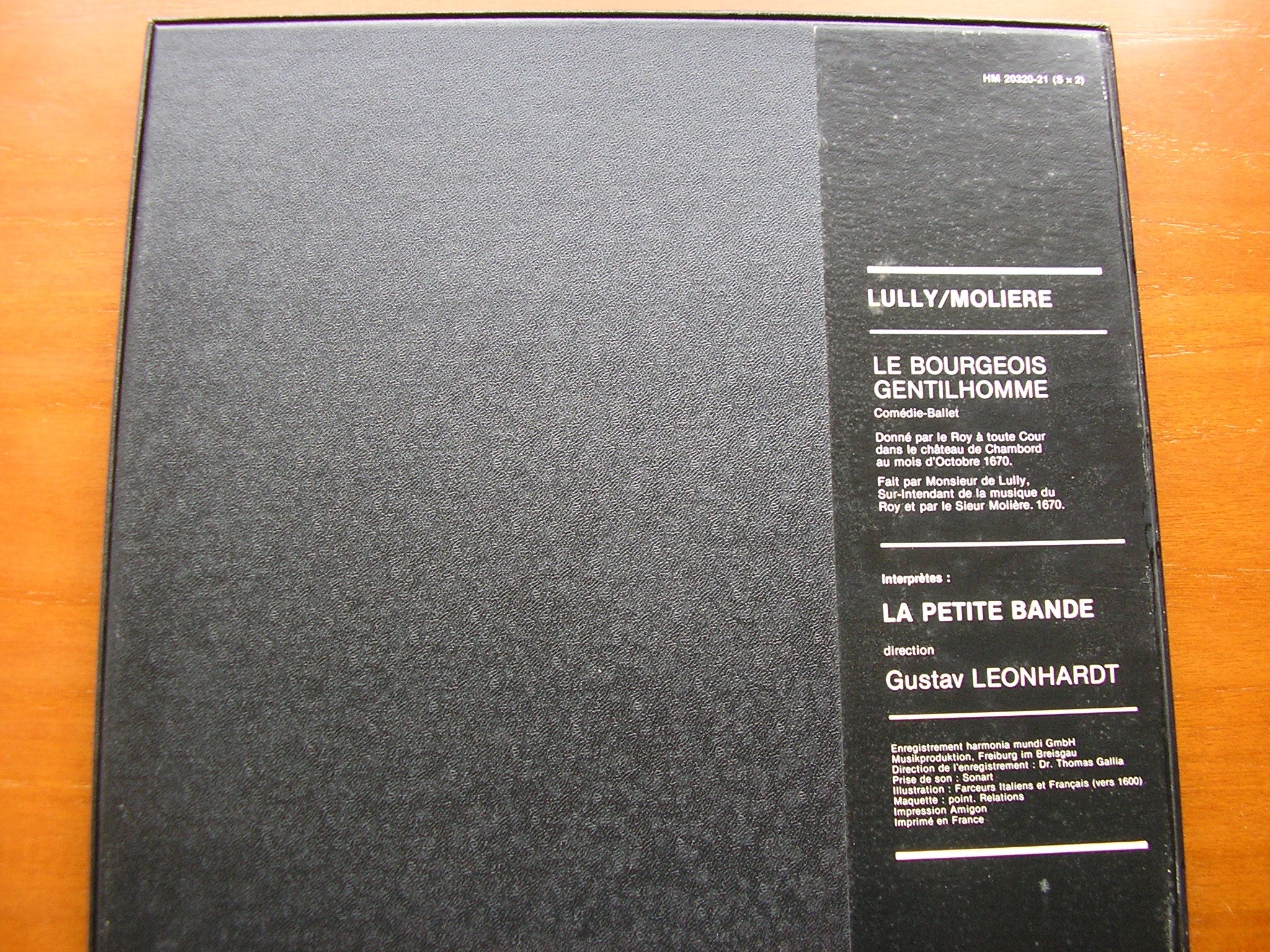LULLY / MOLIERE: LE BOURGEOIS GENTILHOMME     LA PETITE BAND / GUSTAV LEONHARDT    2LP    HM 20320-21