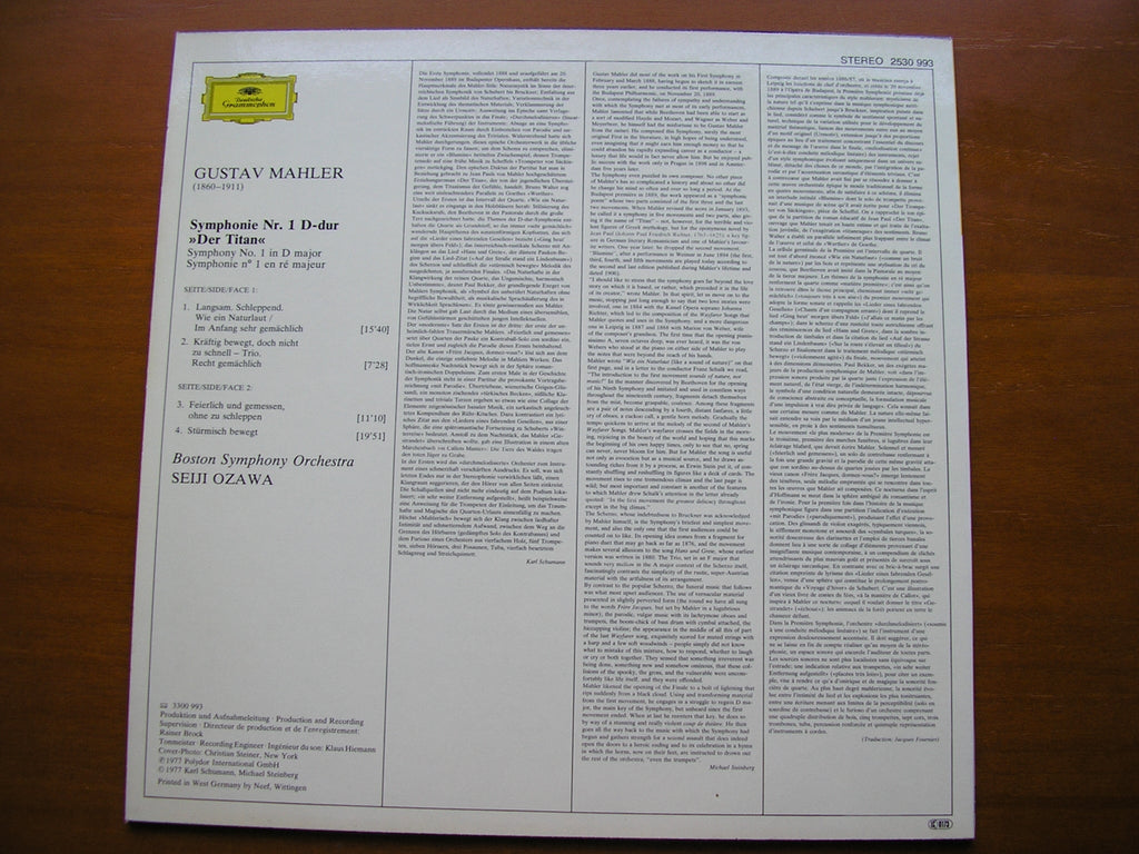 MAHLER: SYMPHONY No. 1       OZAWA / BOSTON SYMPHONY     2530 993